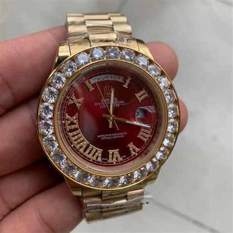 gold rolex red face replica|pre owned rolex essex.